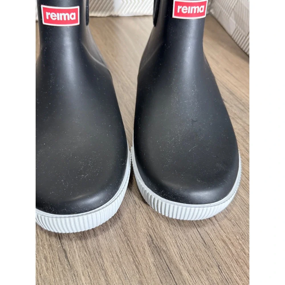 Reima Kids Black Waterproof Ankle Rain Boots Rubber Chelsea Size 38 US 6 6.5